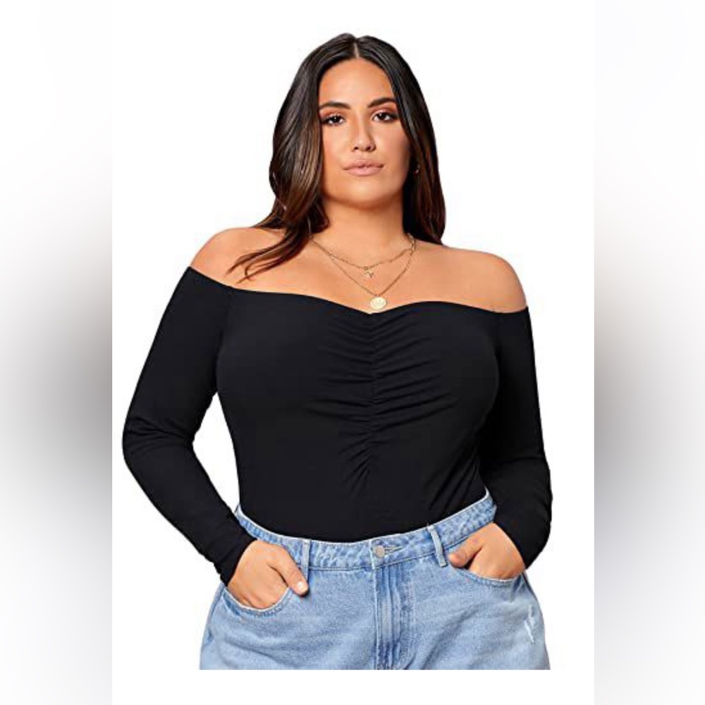 Black Off Shoulder Bodysuit 2XL